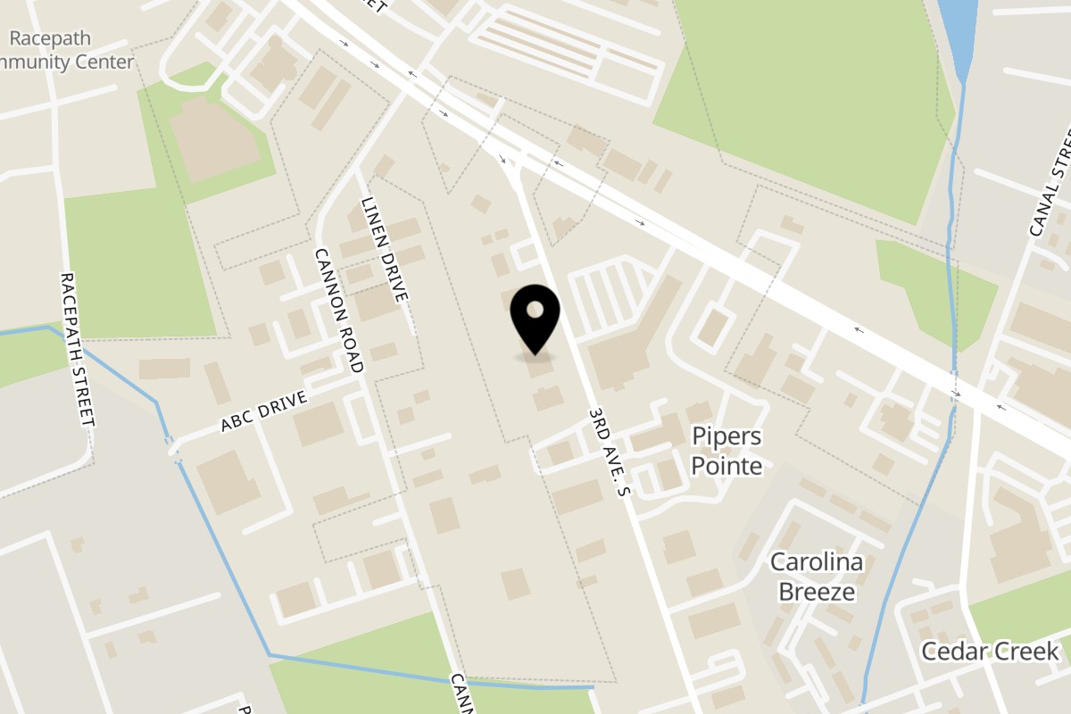 Map showing the location of Fajitas Mexican Restaurant on 1207 3rd Ave S in Myrtle Beach